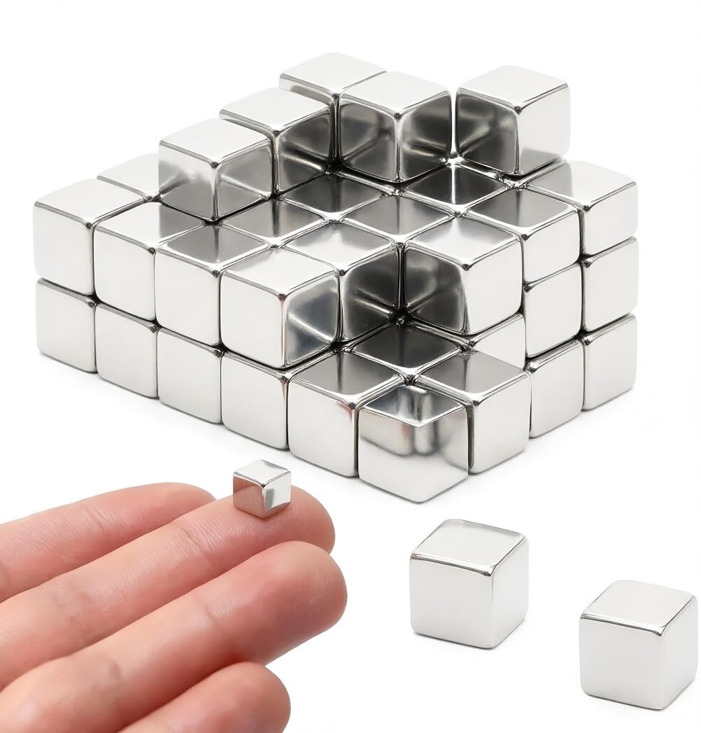 60 Pack Square Magnets Small - 5x5x5 mm Strong Neodymium Magnets, Fun Fridge Refrigerator, Fidget Magnet for Fridge, Whiteboard, NoticeBoard, Office, Crafts & DIY