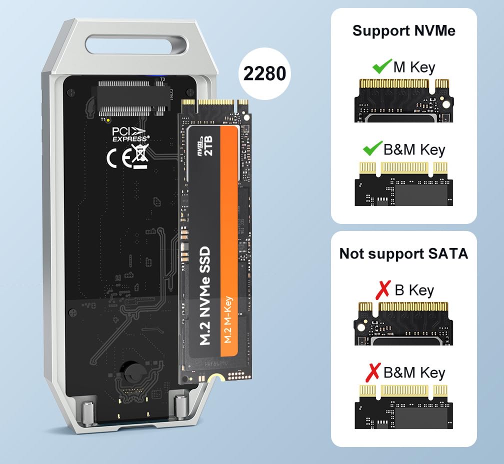 KALEA-INFORMATIQUE Obudowa USB 4.0 Thunderbolt 4 40G dla dysków SSD M2 NVMe. Wytrzymała, odporna na wstrząsy aluminiowa konstrukcja z wyjmowanym wentylatorem.