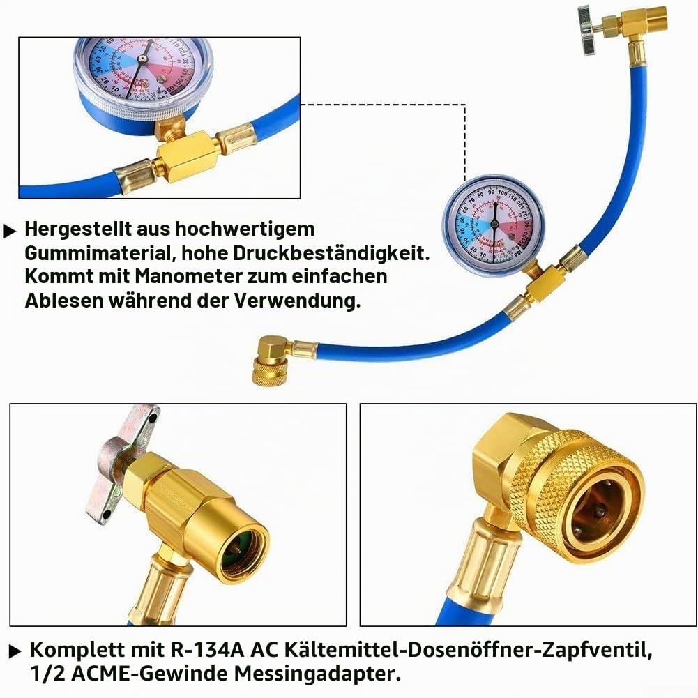 BPV31 Piercing-Wasserhahn-Ventil-Kits, kompatibel mit 1/4 Zoll Außendurchmesser, 5/16 Zoll und 3/8 Zoll Rohren, für Kühlschrank-Manometer
