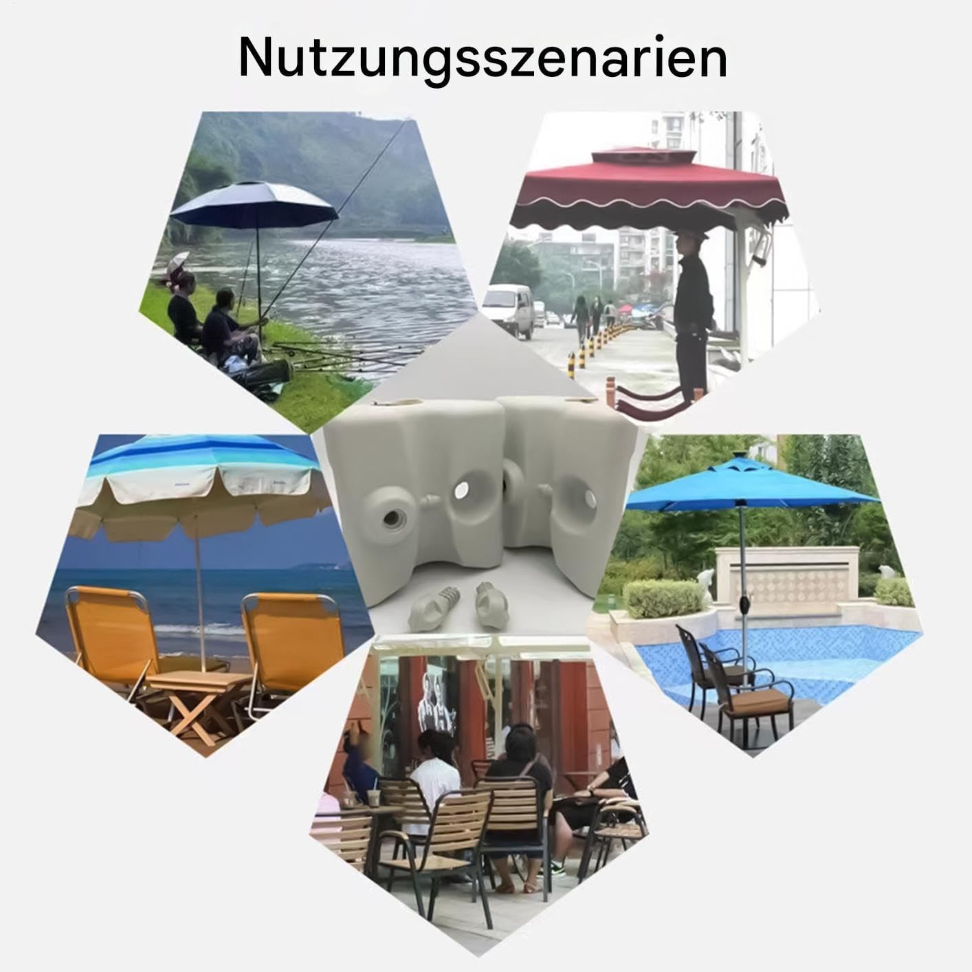 Wytrzymała podstawa parasola – wytrzymały, okrągły, nadający się do napełniania, stojak na piasek wodny, odporny na wiatr uchwyt tarasowy na basen, balkon, ogród, taras, piknik, kemping
