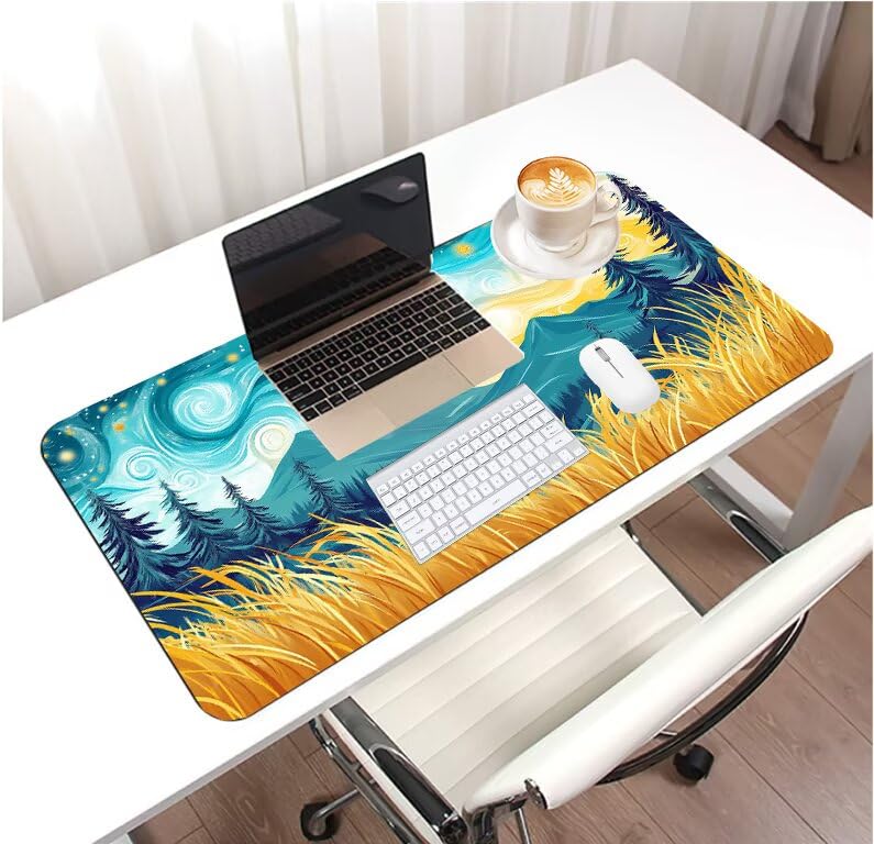 Tapis de souris art XXL pour ordinateur avec surface de précision lavable