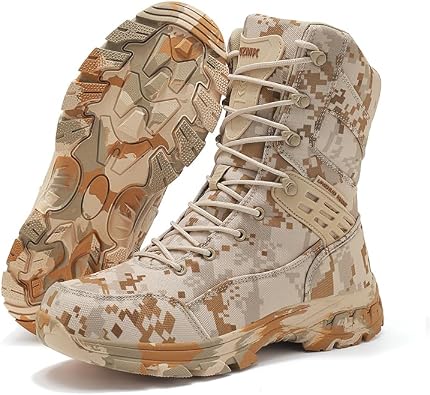 Mens Tactical Military Boots High-Top Camouflage Lace-Up Combat Boots for Outdoor Hiking, Trail Running, and Mountaineering