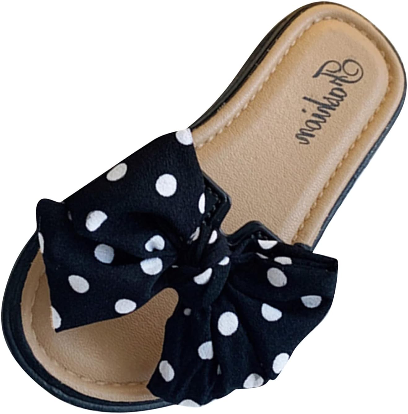 Toddler Girl's Bows Round Toe Sandals Casual Summer Flat Sandal Slip On Casual Beach Soft Bottom Lightweight Slippers