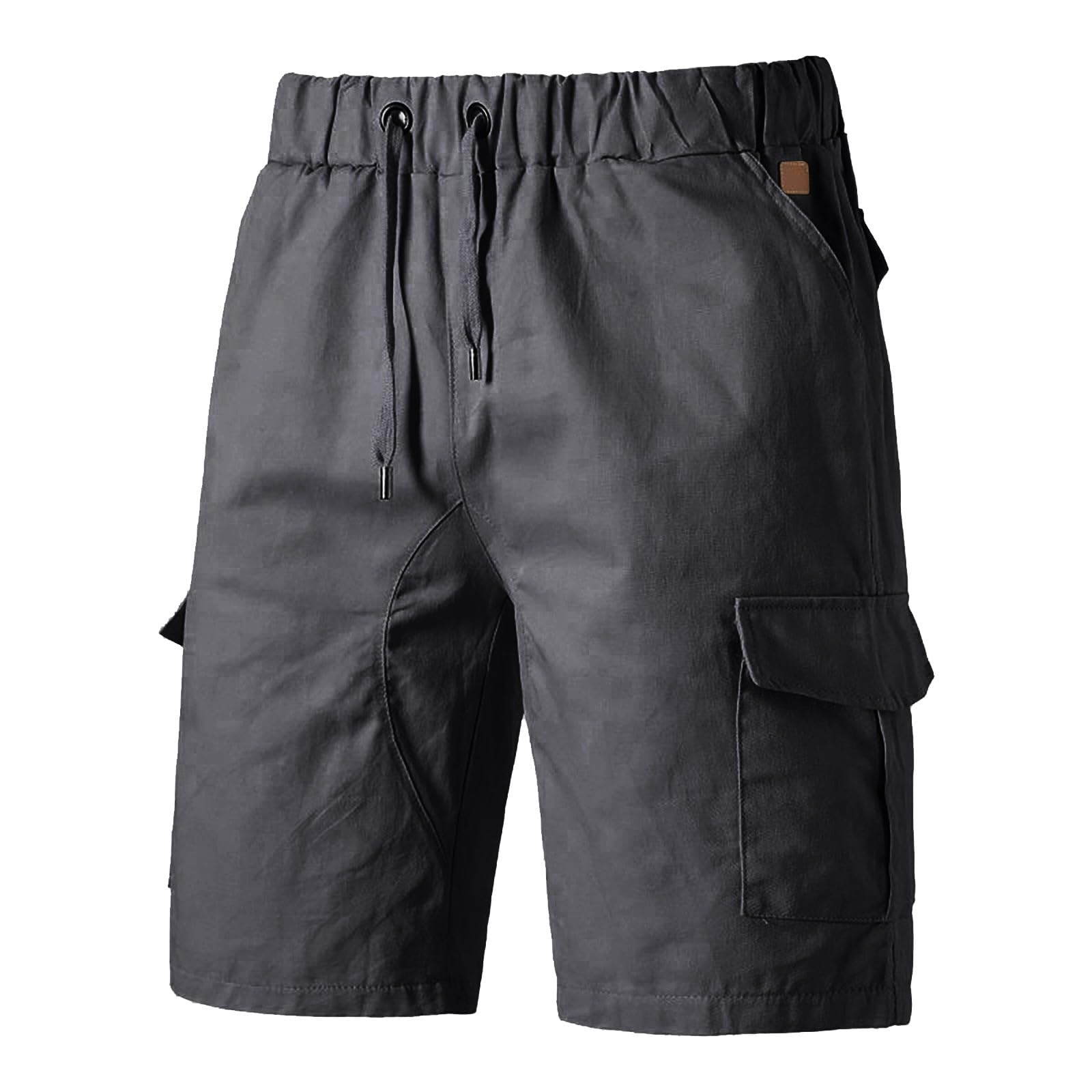 Herren-Cargo-Shorts, elastische Taille, lockere Passform, Kampf-Arbeitsshorts mit Taschen, Kordelzug, solide, leicht, Outdoor, Wandern, kurz, atmungsaktiv, Baggy, lässig, Sommer, kurze Hose, bequem