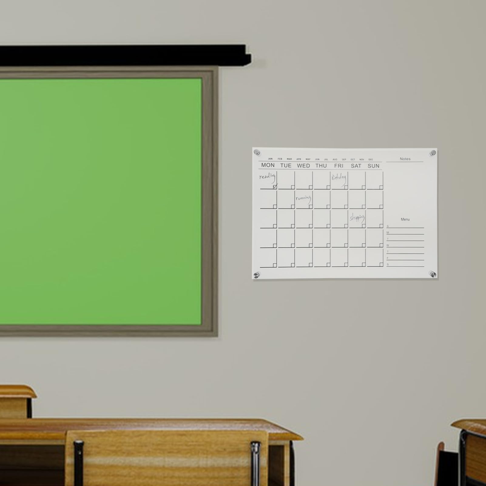 Mipcase Pizarra de Borrado en Seco para Planificación Semanal Transparente Calendario Reutilizable Colgante de Acrílico Ligera y Segura Color Aleatorio en Casa y Oficina