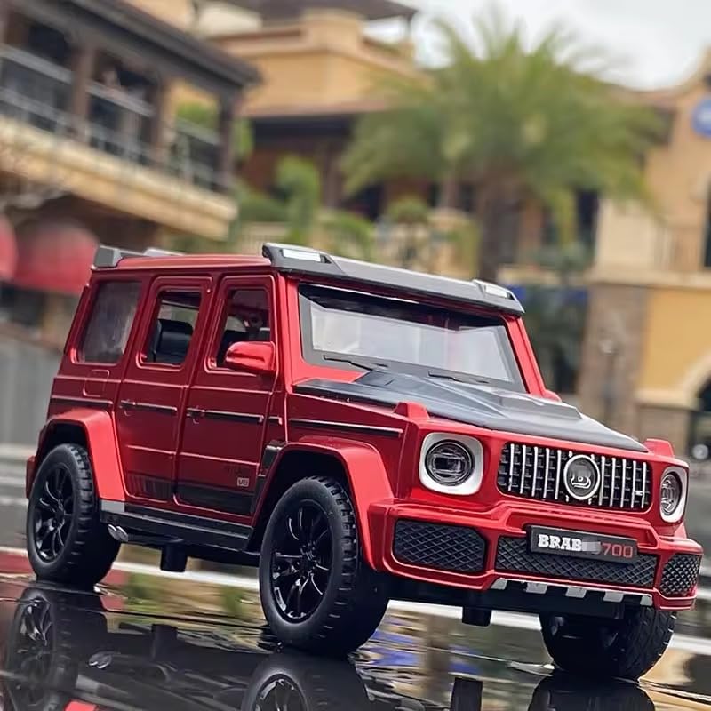 FUNABLO Scale Exclusive Alloy Metal Pull Back Die-cast Car Model with Sound Light Mini Auto Toy for Kids Metal Model Toy Car with Sound and Light (1.32 Scale MERCE-DES Brabus 700-RED) 3