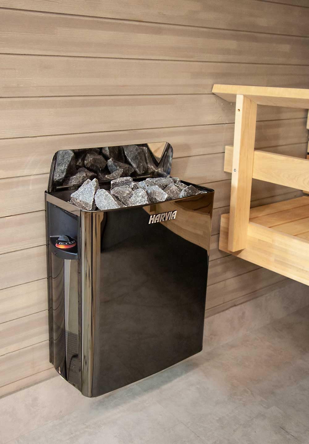 Harvia The Wall SW90 Stufa per sauna 9,0 kW con comandi integrati – Stufa elettrica per 8–14 m³, BlackSteel nero