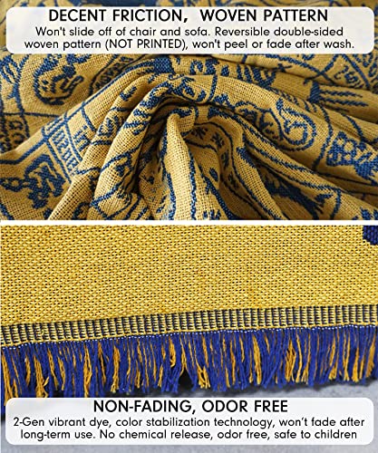Maynest Boho Woven Throw Blanket Reversible Cotton Bohemian Tapestry Hippie Room Decor Witchy Astrology Zodiac Celestial Constellation Carpet Bed Chair Couch Sofa Cover Double Sided (Yellow, S:71X51) #TOP6