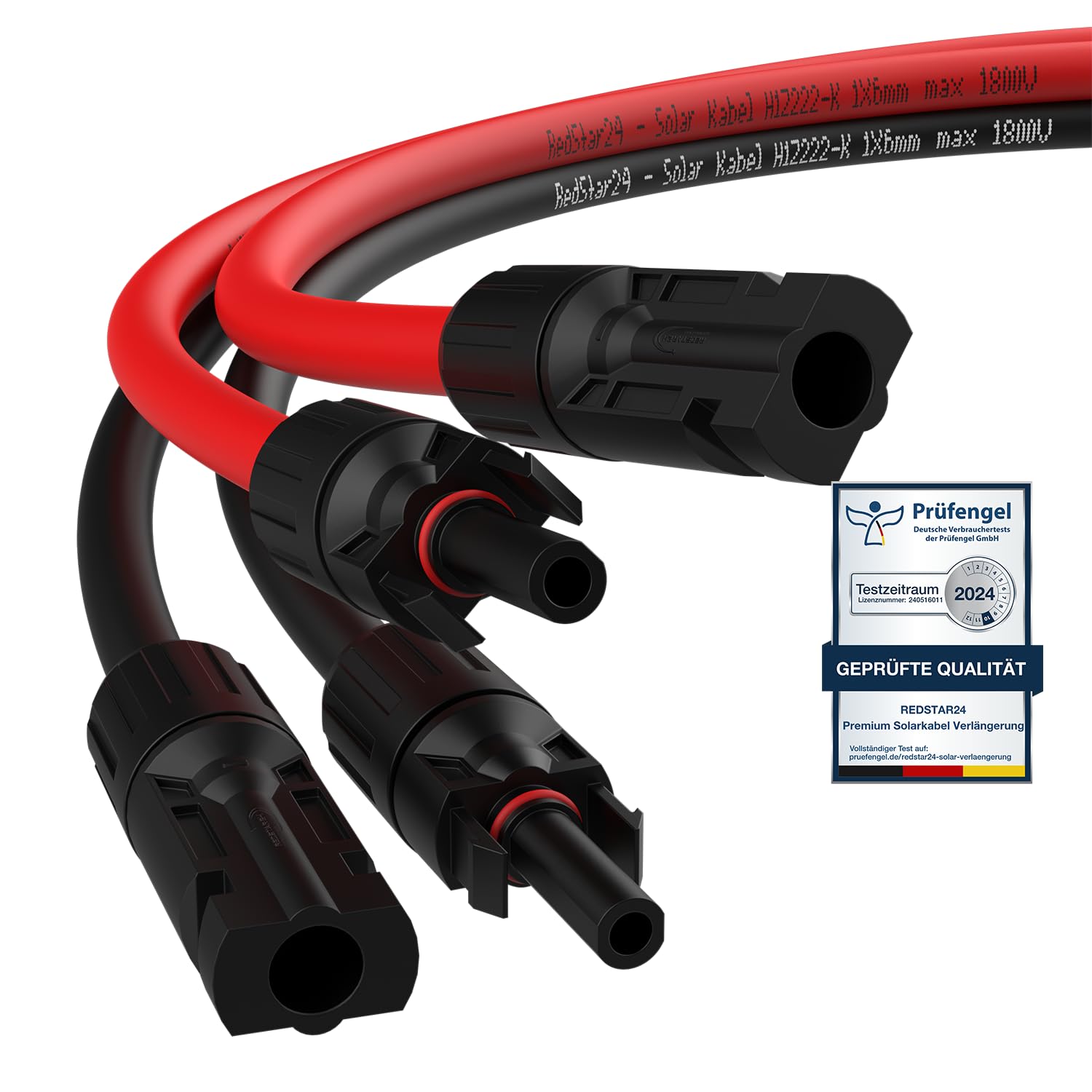 RedStar24 Cable Solar 4mm² 6mm² IP68 Extensión Fotovoltaico Resistente UV 2m