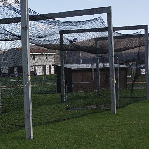 Gourock 12' High X 12' Wide X 55’ Long Batting Cage Net, 42 HDPE Netting, Rope Bordered with Door