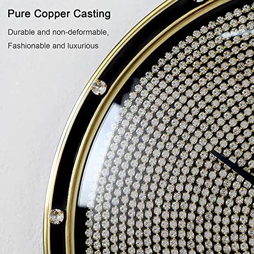 Wall Clocks For Living Room Decor Crystal Glass Wall Clock, Crushed Diamond Round Mirror Sparkle Wall Clock, Luxury Glass Wall Clock For Living Room Bedroom Home Office Decor #TOP2