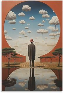LRefiozas Rene Magritte Art Print Canvas Wall Art Poster, Creative Modern Decor, Retro Aesthetic Painting for Bathroom Bedroom Living Room Study Office (7)For Living Room Bedroom Painting 12x18inch(30