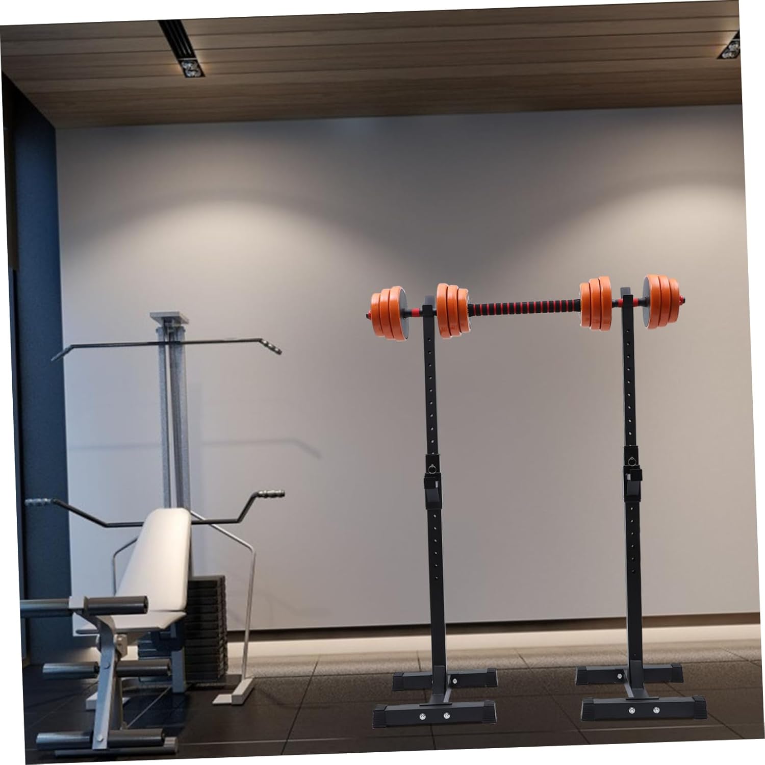 Multi-Function Barbell Rack Adjustable Height Heavy-Duty Steel Home Gym Equipment for Squats and Bench Press Fitness Supply for Strength Training