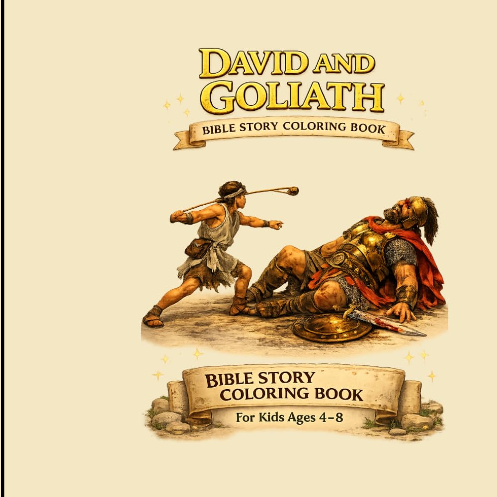 David and Goliath: Bible Story Coloring Book for Kids Ages 4–8