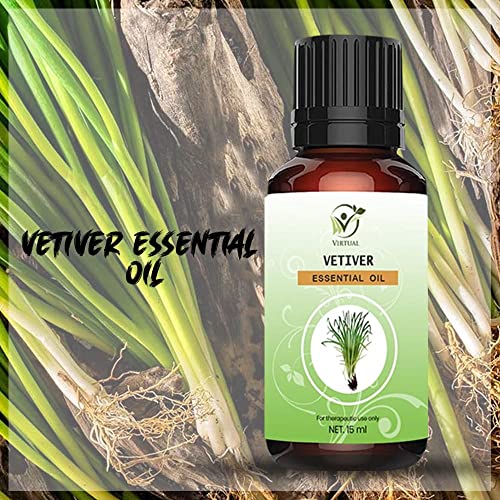 Image of VIRTUAL Vetiver Essential Oil Hair Growth, Hair Fall Control and Nourishment, Skin Care|Natural Therapeutic Grade|Organic 100% Pure, Natural, Long-lasting Aroma(15 ml)