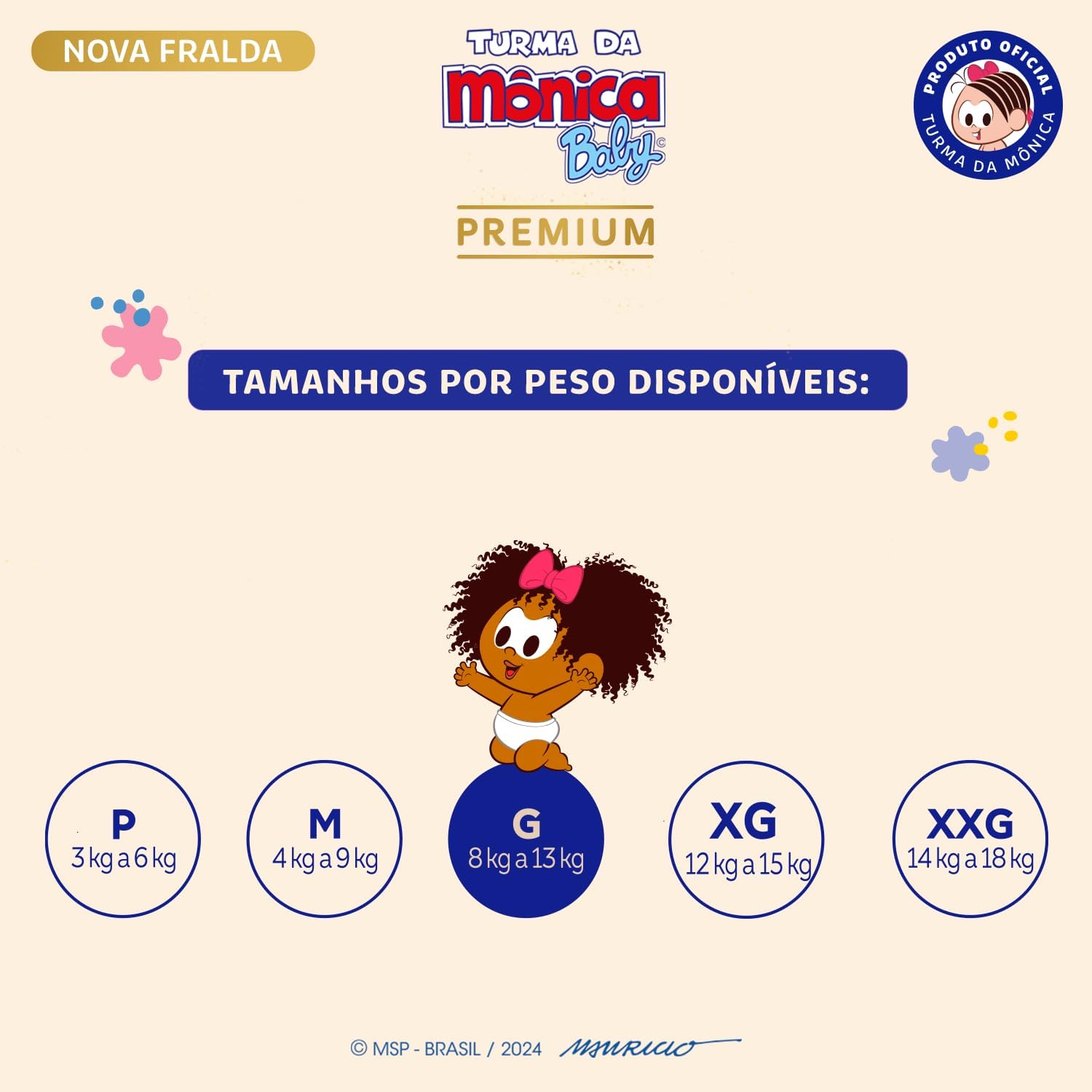 Turma da Mônica Baby Premium Jumbo G 18 Unidades