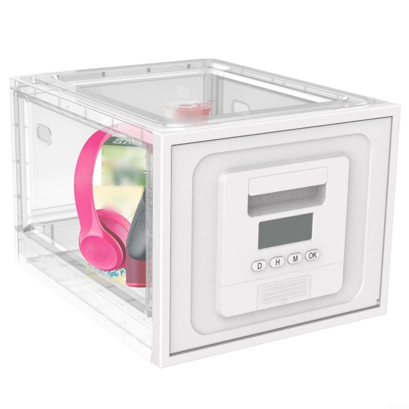 Scatola con serratura digitale temporizzata con serratura a combinazione, contenitore in ABS trasparente per farmaci, snack, tablet, timer programmabile per conto alla rovescia da 0 a 12