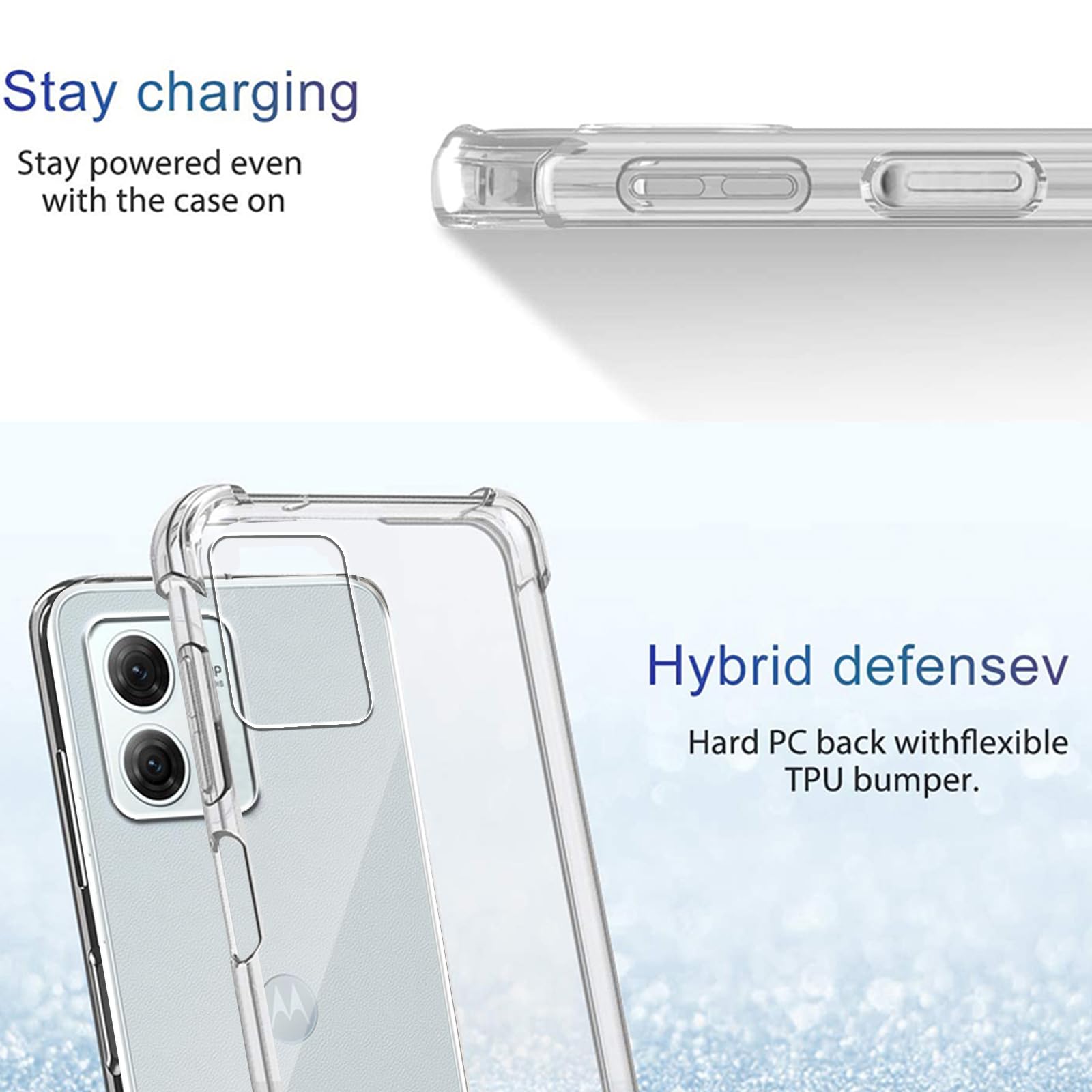 IVoler Cover Per Motorola Moto G84 5G + 2 Pellicole Vetro Temperato, Trasparente Antiurto