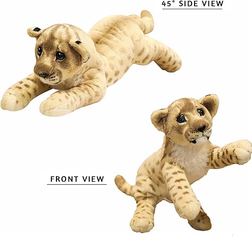 Miniatura 4 de Animales de peluche de león de 24 pulgadas, almohada de felpa de león realista, animales de peluche de león, juguetes de animales de safari,