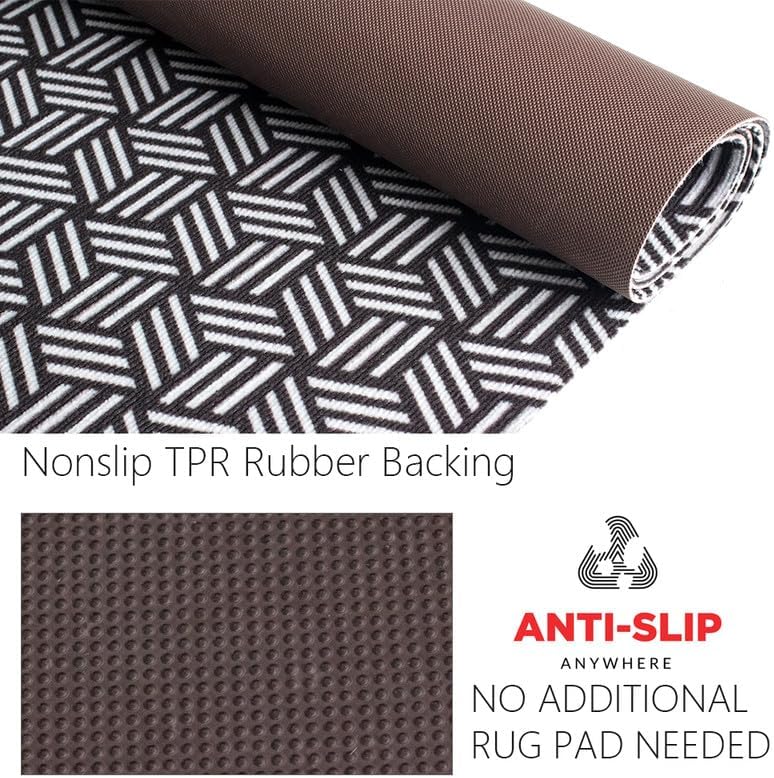 Petgrow Heavy Duty Hallway Runner Rug 2FTX8FT,Custom Size Backed Non-Slip Area Rugs Runner,Outdoor Indoor Carpet Door Mat for Floor Entryway,Kitchen Laundry Balcony Garage,Grey