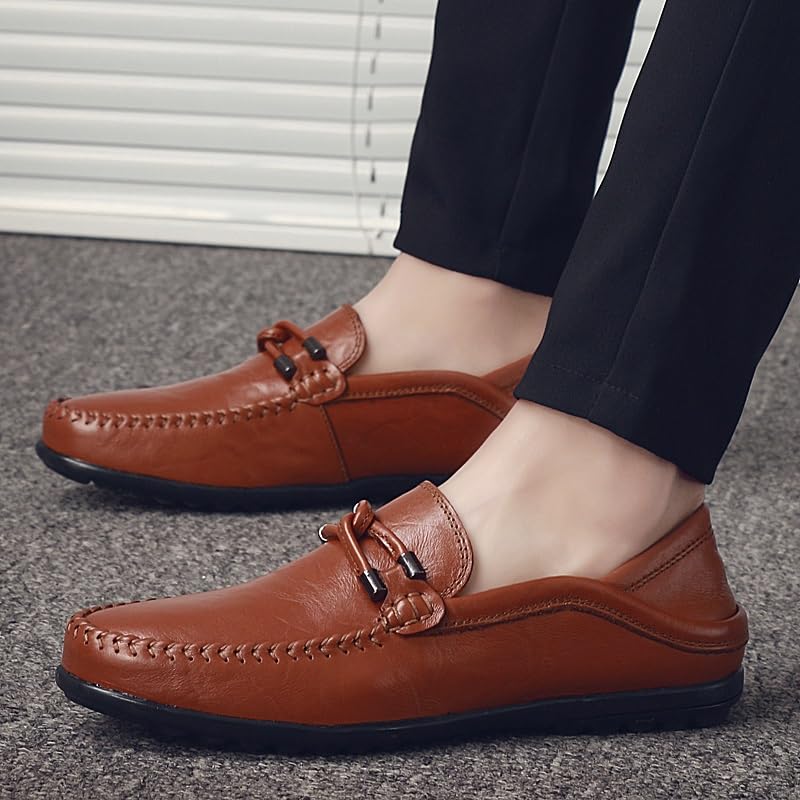 Men's Loafers Shoes Round Toe Vegan Leather Stitching Details Slip Resistant Anti-Slip Comfortable Classic Fashion Slip-ons4
