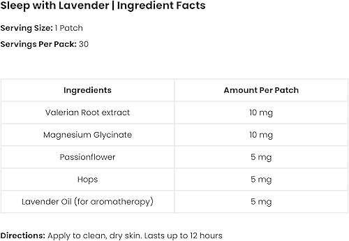 Miniatura 7 de The Patch Remedy Dormir con parche de lavanda Valeriana, pasiflora, lúpulo, glicinato de magnesio, lavanda 30 parches