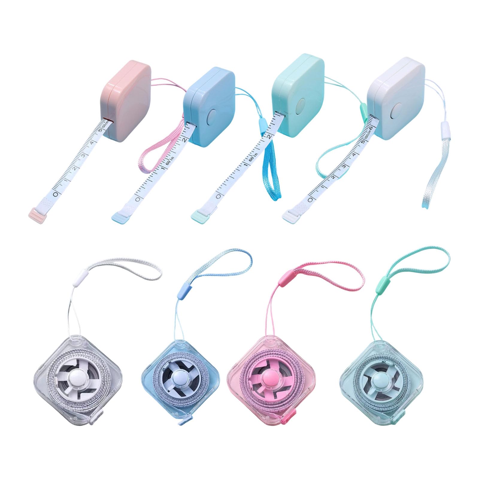 Ljmyy 8Pcs Square Retractable Ruler Sewing Measuring Tape Portable Soft Tape Measure For Clothes Making Sewing Tailoring