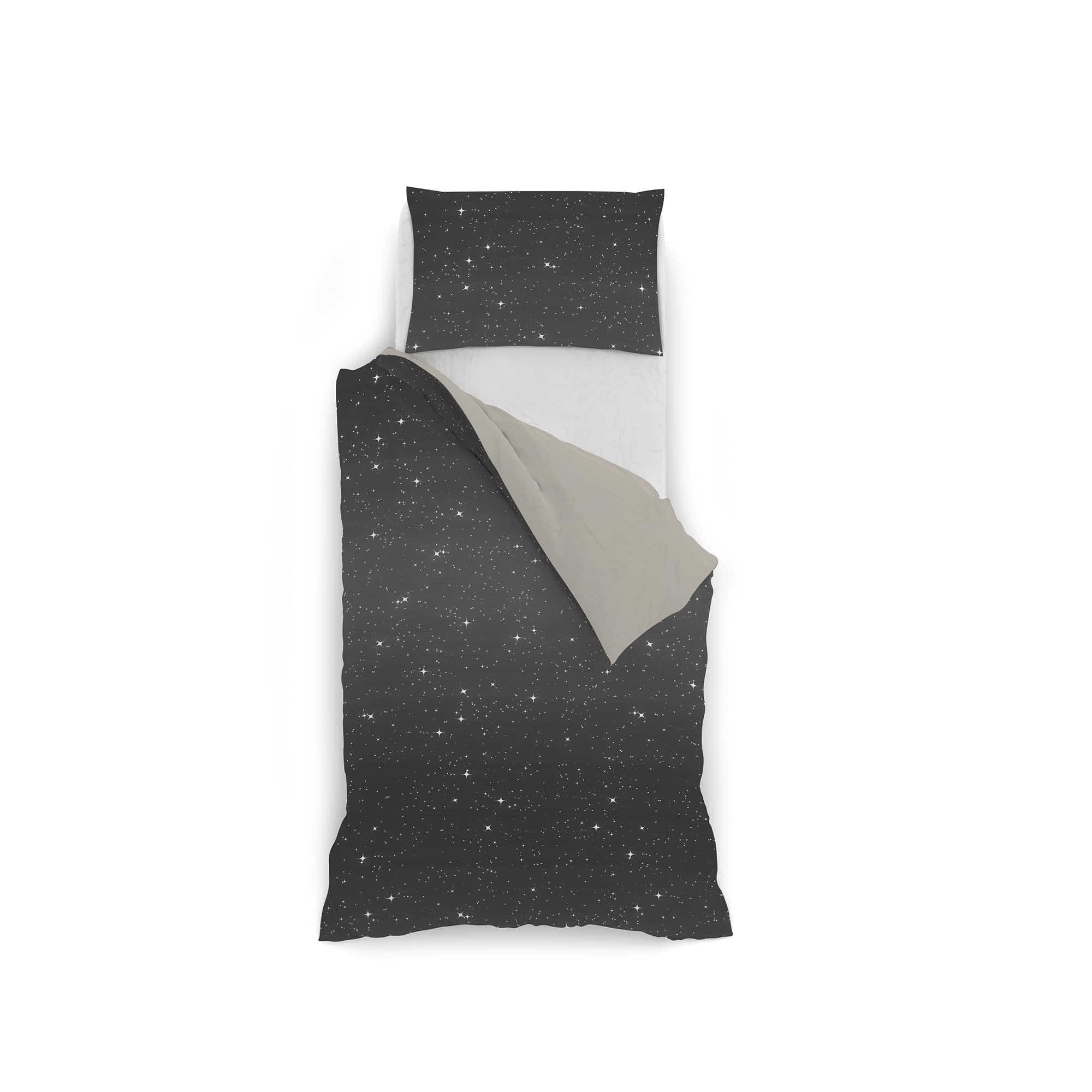 Italian Bed Linen Duvet Cover Fashion, microfiber, Stars Grigio, Single - Image 3