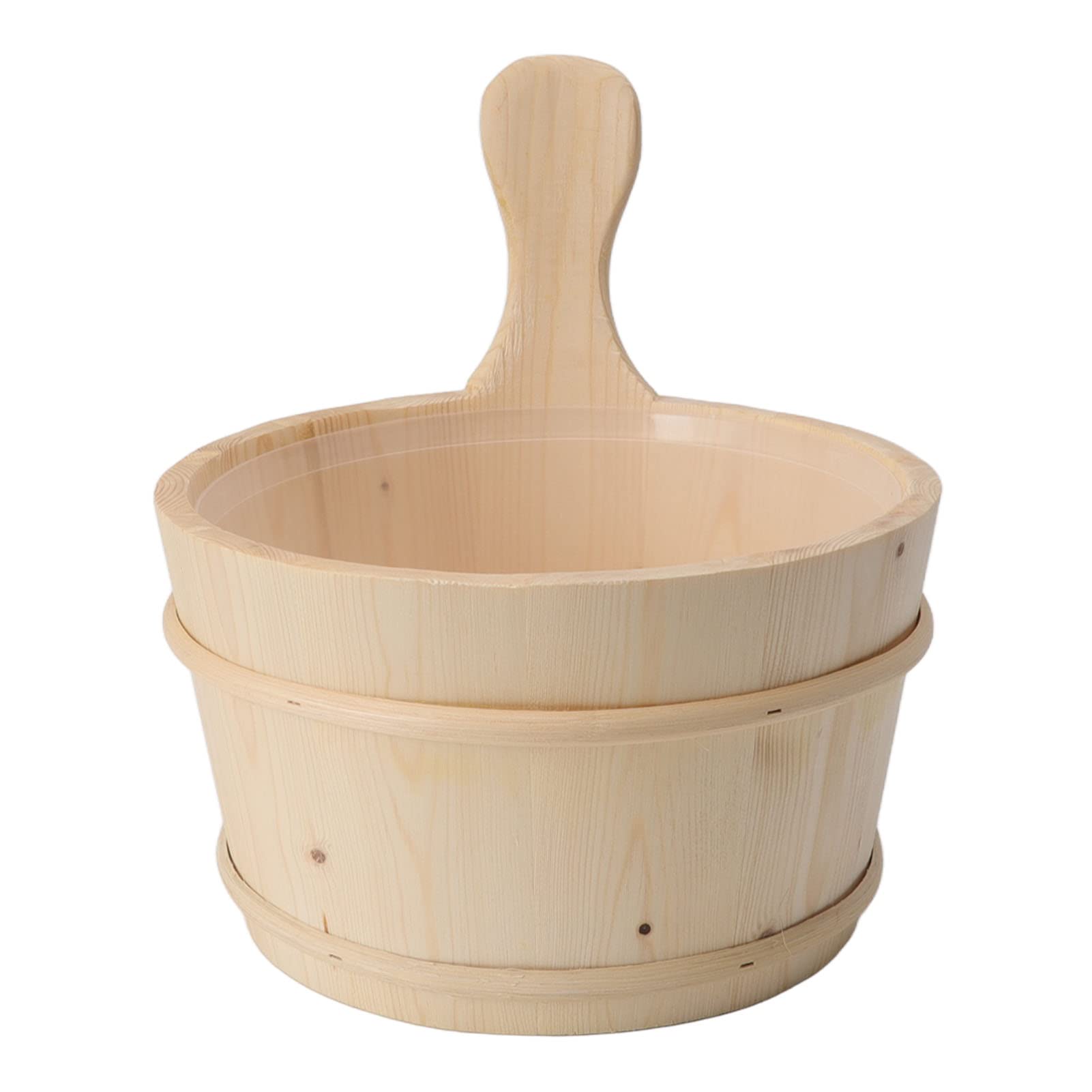 SIXRUN Saunakübel- und Schöpflöffel-Set aus Holz, Kunststoffeinsatz, 4 L Fassungsvermögen, für Sauna und Massagebadewanne, Farbe Fichte
