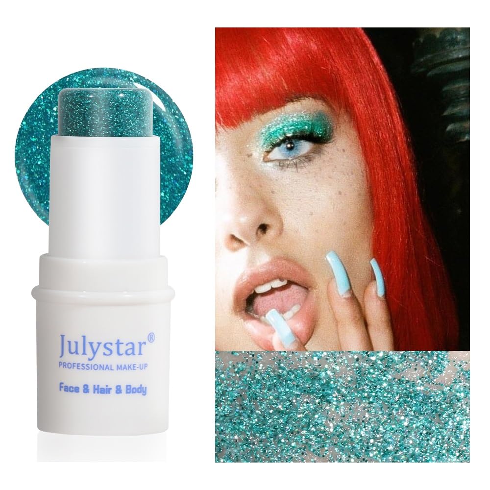 Body Glitter Makeup Stick, Sparkling Holographic Sequins Paint Face Glitter Gel Makeup for Face/Body/Hair/Eyes/Lip. (05-Green)