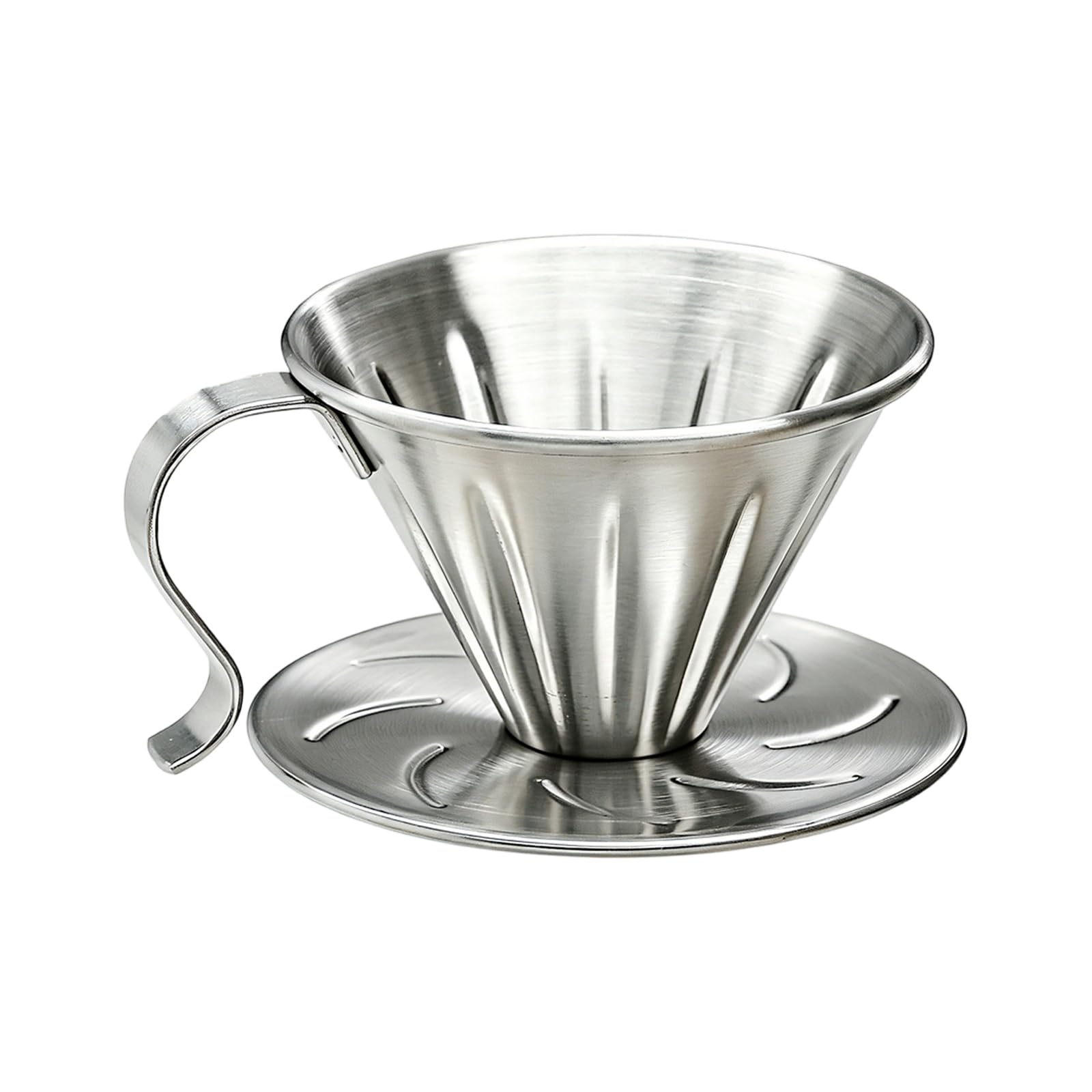 Elnwnnkc Manual Brew Coffee Filter Cone 304 Stainless Steel Hand Drip Dripper with Wide Base and Side Handle for Home Use Hand Drip Coffee Dripper Stainless Steel Cone Manual Brew Home Kitchen Filter