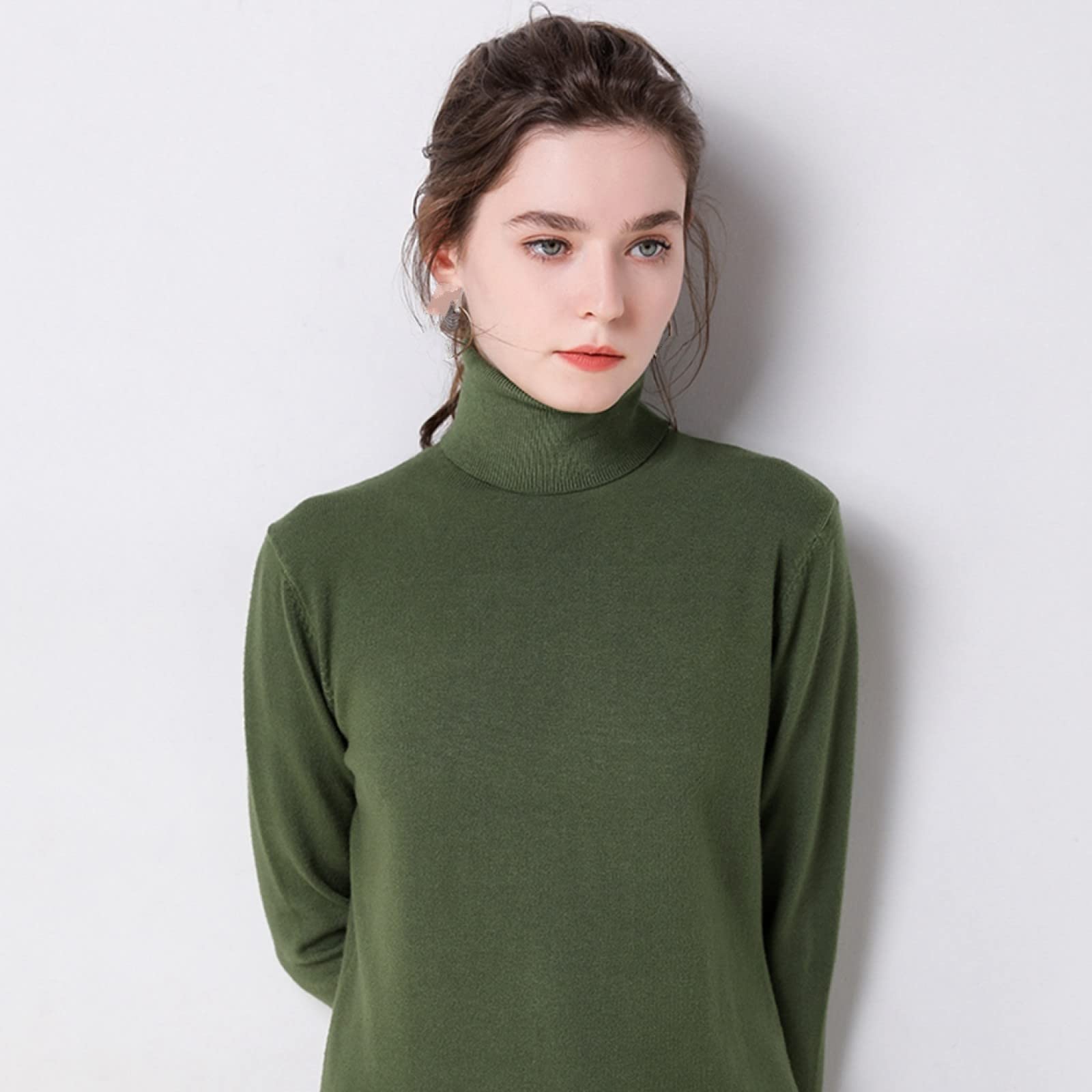 Suéter para Mujer,Suéter De Cachemira De Cuello Alto para Mujer De Moda Otoño E Invierno Jersey Delgado De Punto De Color Puro Suéter De Calle Informal Cálido De Manga Larga Elástica Elegante