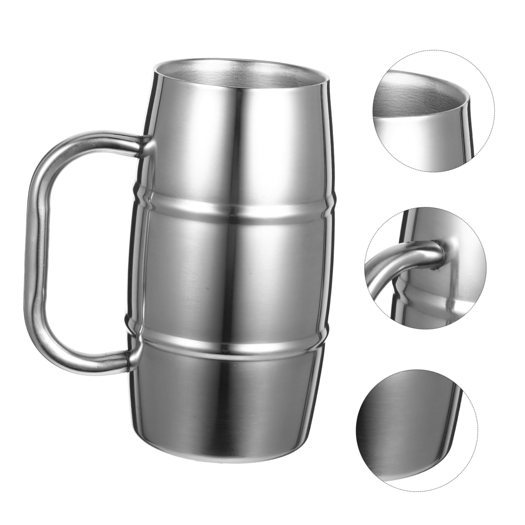 BESTOYARD 5stücke Edelstahl Bierbecher Doppelschichtiger Isolierter Trinkbecher Für Partys Festivals Und Täglichen Gebrauch Handheld Design Für Bier Saft Milch Und Mehr