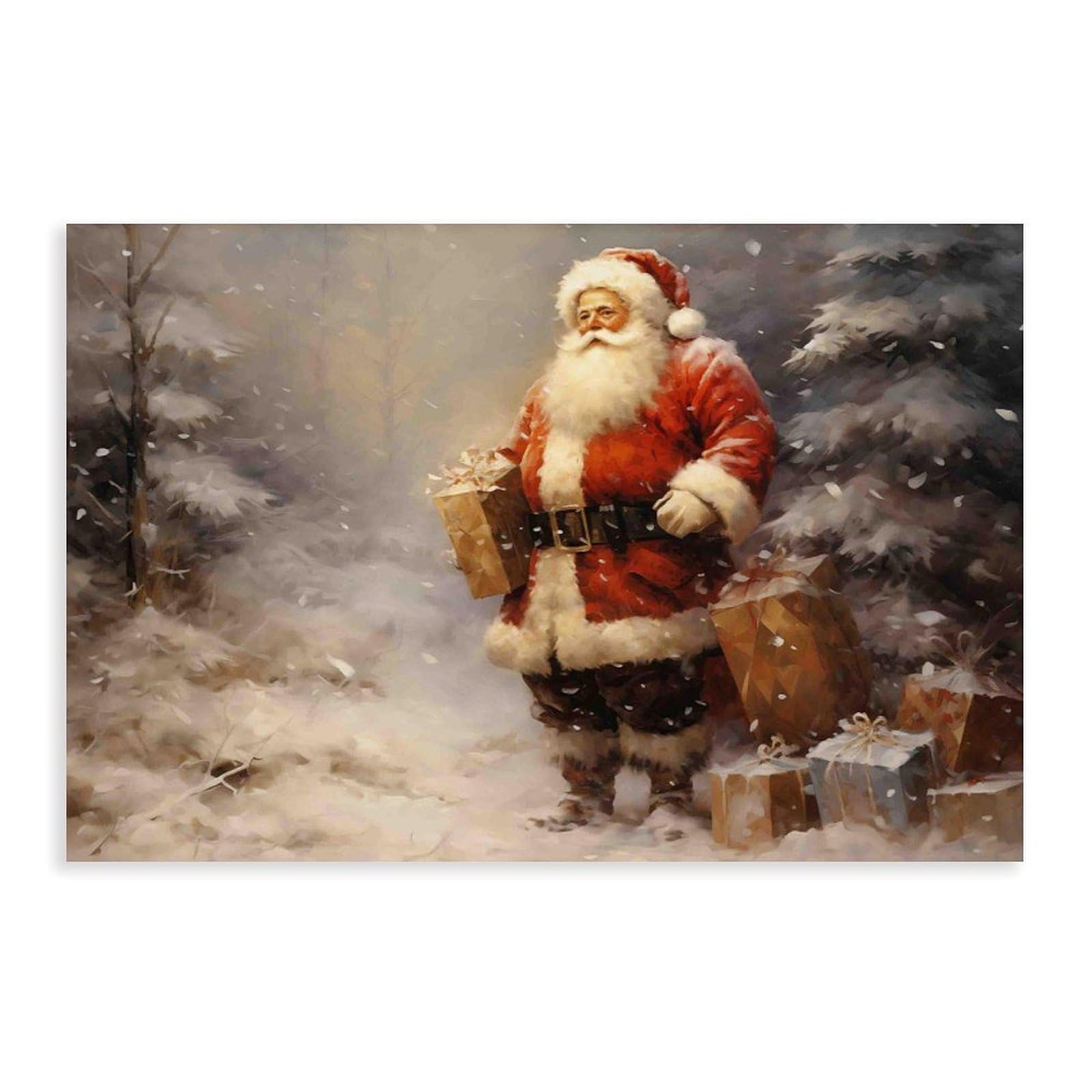 Bareronor Vintage Santa Claus Canvas Poster for Office Decor Gift