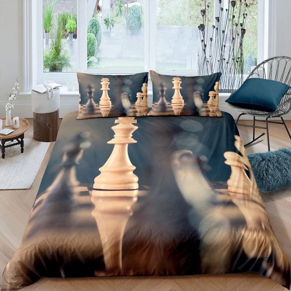 Funda Nordica Cama 180-240x260 cm ajedrez Gris Fundas de Edredón de Matrimonio Microfibra Adultos, Juego de Ropa de Cama con Cremallera y 2 Fundas de Almohadas 50x75cm