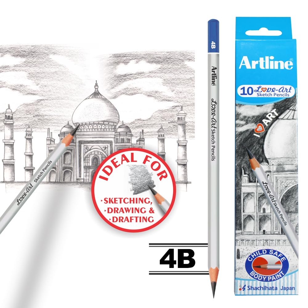 Artline Love Art Sketch Pencils 4B Set Of 10 (Pack of 2) | Ideal For Create Deep, Velvety Black Lines And Intense, Smooth Shading - Image 3 thumbnail