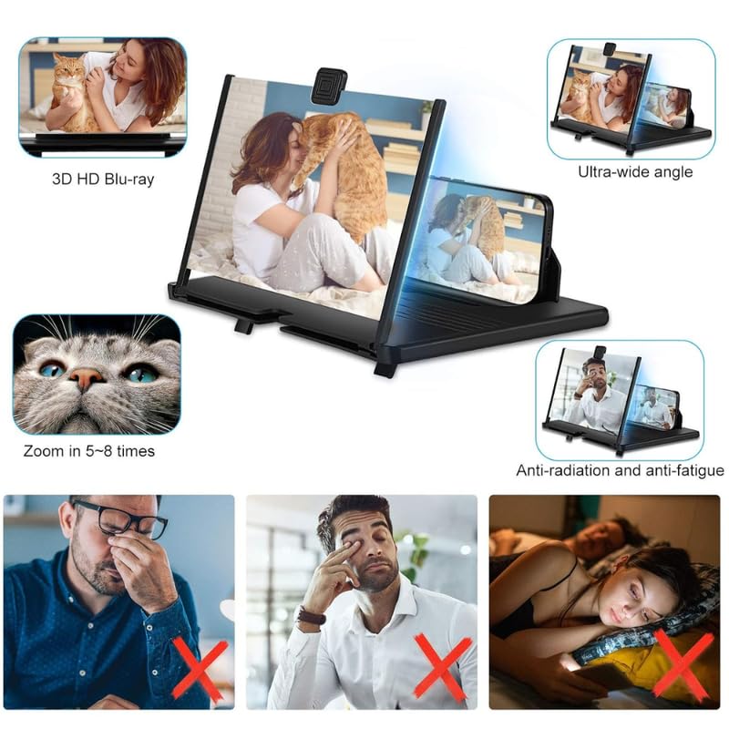 Image of Drumstone (๐๐ข๐ฆ๐ข๐ญ๐๐ ๐๐จ๐๐๐ฒ) 12 Inch Mobile Screen Magnifier for Viewing, Compatible All Phones for Movies, Reading, Video Watching at Home or Travel (Black) ๐๐ ๐๐๐๐ซ๐ฌ ๐๐๐ซ๐ซ๐๐ง๐ญ๐ฒ