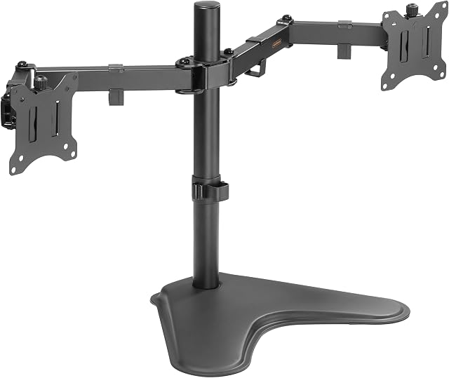 VonHaus Dual Monitor Stand for 13-27 inch LED LCD PC Screens - Double Arm Desk Mount Mount - Ergonomic ±180° Tilt, 360° Rotation & Twin 360° Swivel Arms - VESA : 75x75-100x100 - Weight - 8kg/Screen