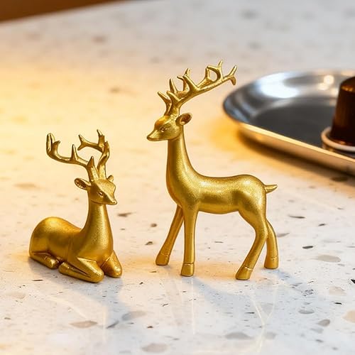 Miniatura 7 de Figuras de reno de Navidad de resina, estatuas de ciervos, figura decorativa, decoración de escultura de renos de metal, decoración de Navidad de