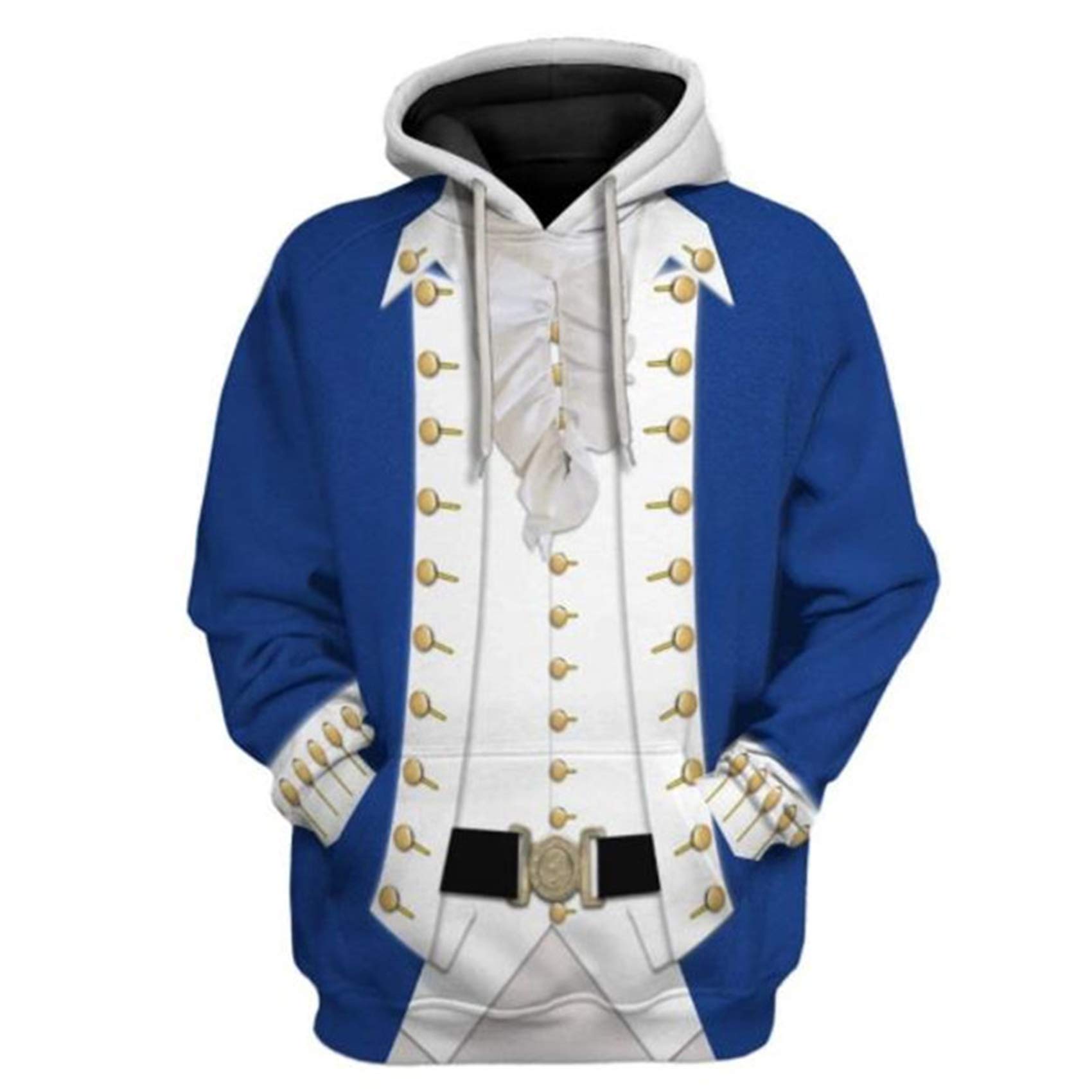 Historical Hoodie Revolutionary War Uniform Costume 3D Printed Army Jacket Halloween Costume - - XXL