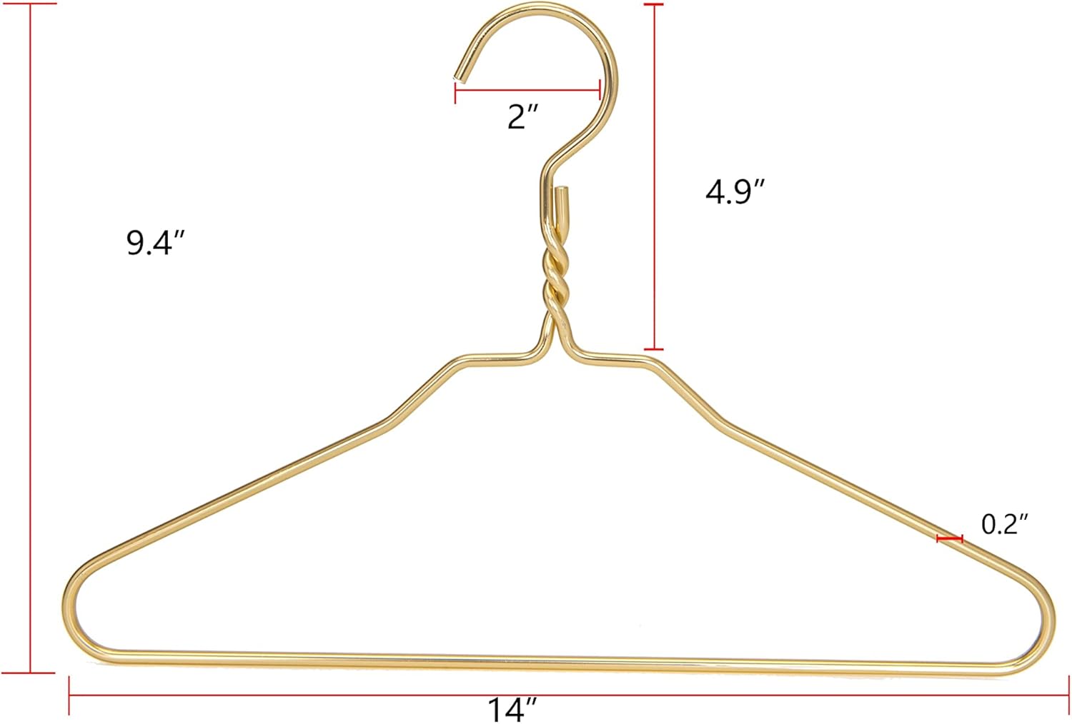 Beautiful Gold Aluminum Metal Suit Hangers Heavy Duty Coat Hangers (14" Junior/Teens Size - Aluminum)