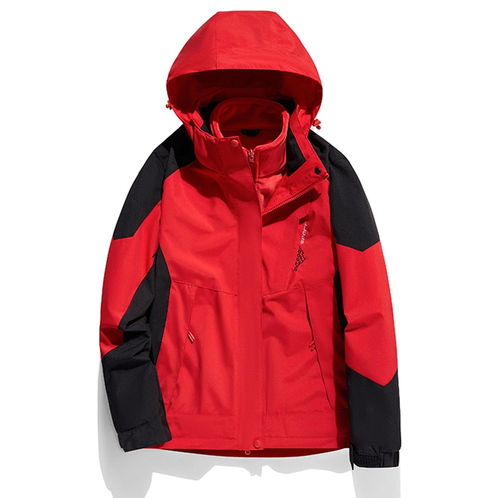 Generisch Funktionsjacke Damen 3 in 1 Winter FleeceJacke Wasserdichte Winddichte Warme Funktions Outdoor Softshell Jacke abnehmbarer Kapuzenjacke +Fleecejacke Wärmejacke Unisex Couple Outdoorjacke