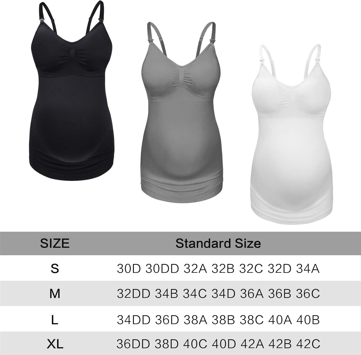 Angelhood Maternity Nursing Tank Tops for Breastfeeding,Womens Nursing Maternity Cami Built in Bra Sleep Bra Pack of 3 at  Women’s Clothing store