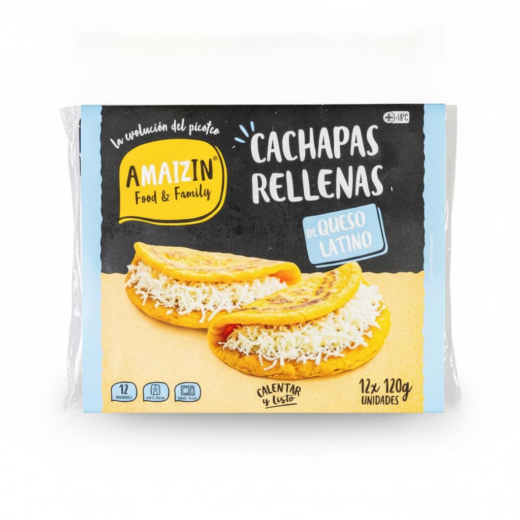 Cachapas Rellenas de Queso - Pack de 12 Unidades (1440g) - Masa de Maíz Tierno Cocinada a la Plancha - Plato Tradicional Venezolano Listo para Calentar - Ideal para Microondas y Air Fryer - NEXU