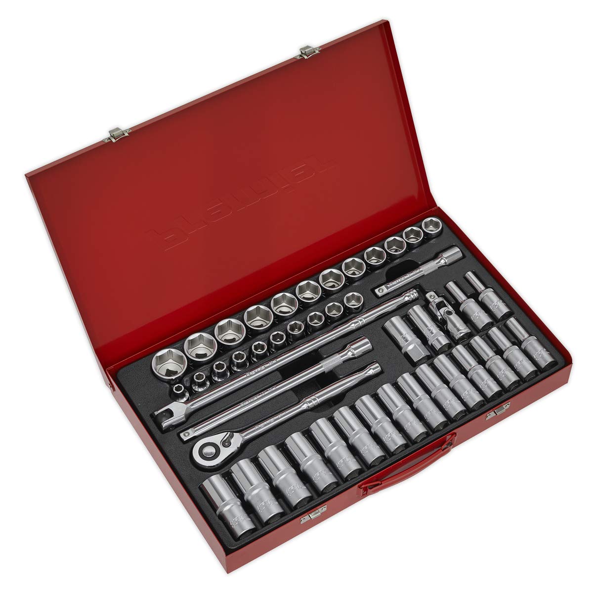 Sealey Red Ak6941 Socket Set 46Pc 1/2Sq Drive 6Pt Walldrive - Metric