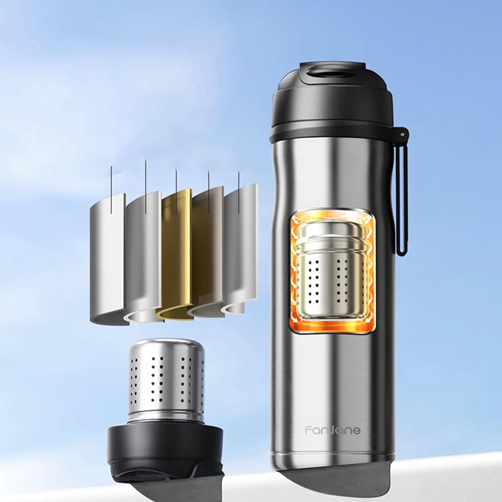 Infusor de té portátil, vaso de té con infusor - Botellas aisladas