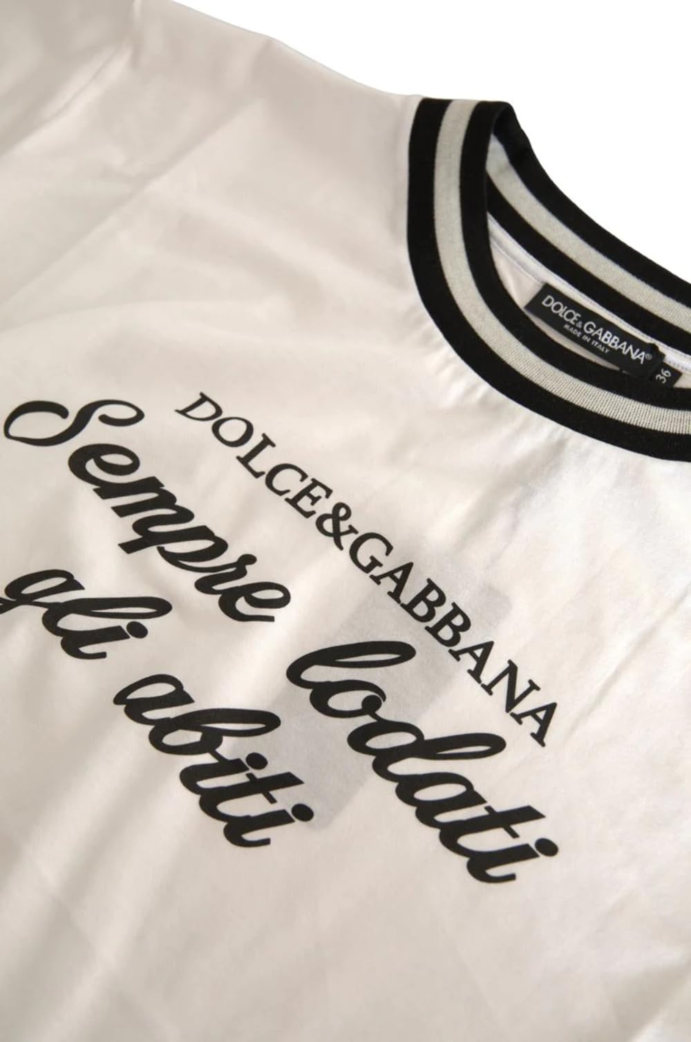 Dolce & Gabbana Biała bawełniana bluzka z okrągłym dekoltem DG Fashion, biały, 66