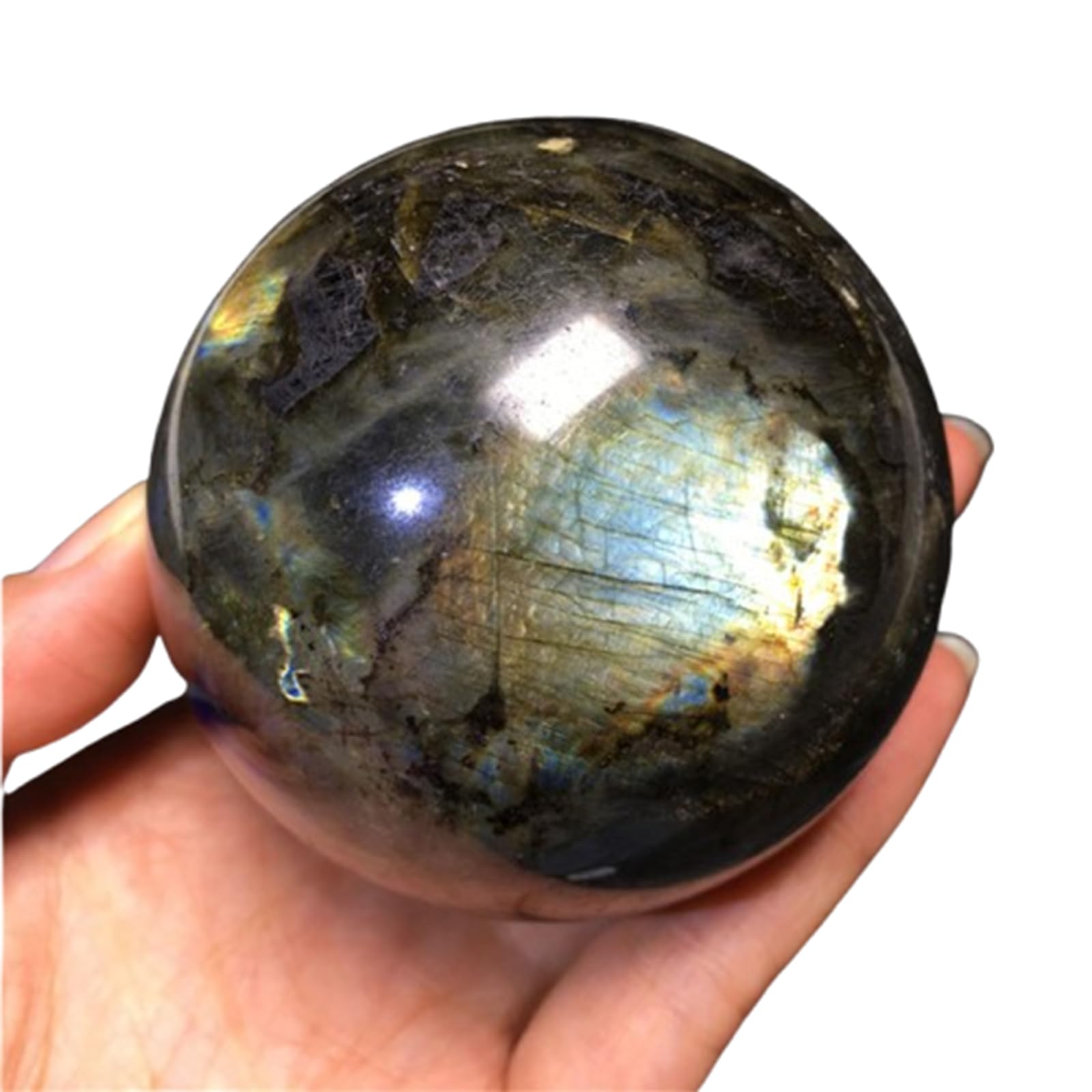 HSMQUBDBX Quartz Labradorite Crystal Ball Divnation Sphere Feng Shui Display Ornaments,3~3.5cm