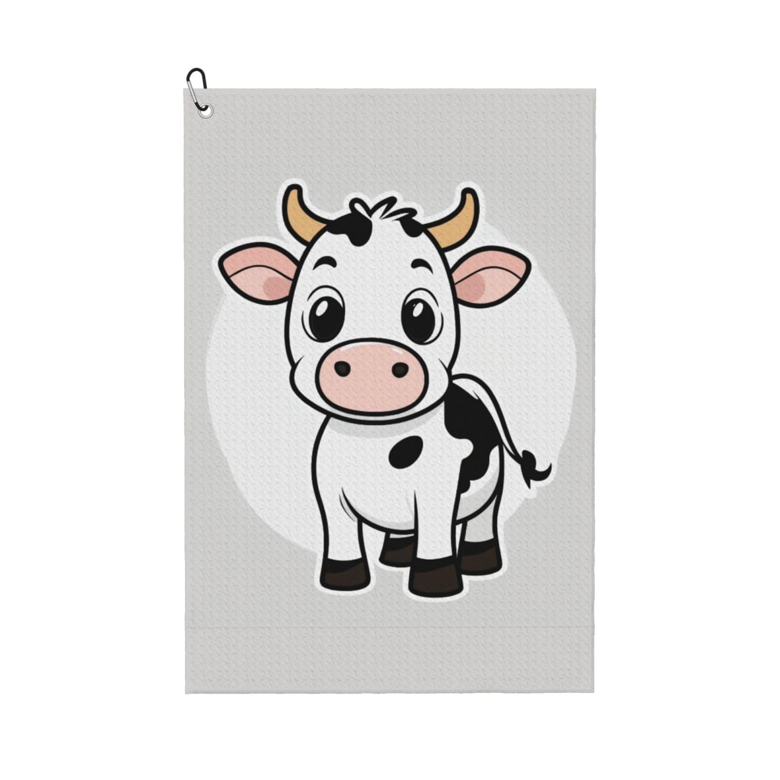 Anceky Cartoon Milk Cow Print Golf Towel 24"X16" Microfiber Golf Cleaning Towel with Carabiner Clip for Golf Bags