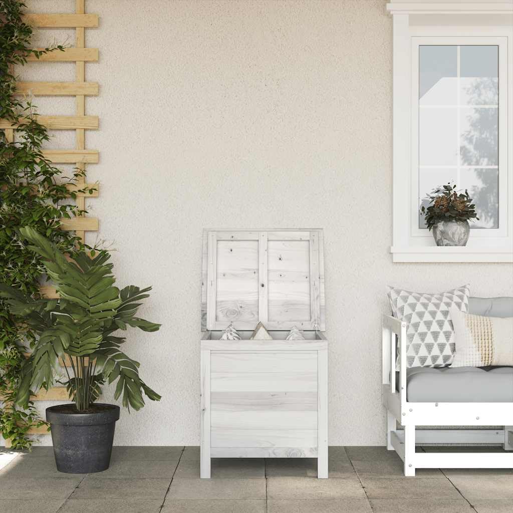 Genérico Arcón de jardín Madera Maciza Abeto Blanco 50x49x56,5 cm,Cajas de almacenaje para exteriores-364749